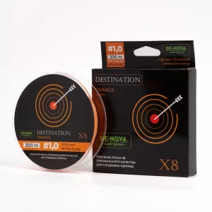 Плетёная леска, De-Nova DSTN Х8 300м Orange 0.15mm 8,5kg