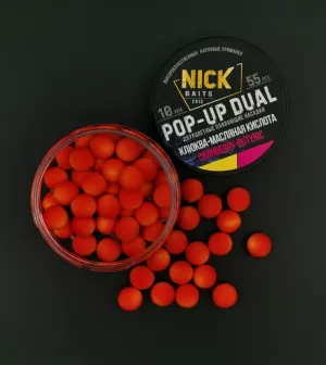 Насадки NICK BAITS POP-UP DUAL 10 мм (Клюква-Масляная кислота)