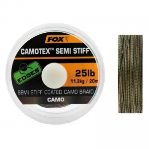 Поводковый материал в оплетке средней жесткости Камуфляжный Fox - EDGES Camotex Semi Stiff Camo 9.1 кг / 20lb, 20 м