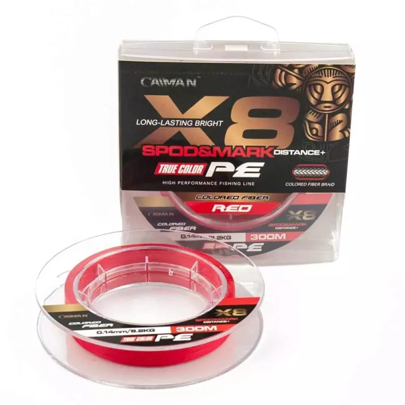 Шнур Caiman Spod&Mark Distance+ 300м восьмижильный 0,16мм красный