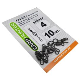 Вертлюги с быстросъемом через кольцо CarpHunter #4 черные (10 шт.)