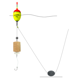 Монтаж на толстолобика №01 EVA-поплавок 60г, оснастка I-образная, 1 крючок Iseama №15, грузило свинцовое 40г