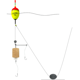 Монтаж на толстолобика №04 : EVA-поплавок 60г, оснастка Г-образная, 2 крючка Iseama №15, грузило свинцовое 40г